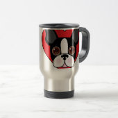 Boston Terrier stellen gegenüber Reisebecher (VorderseiteRechts)