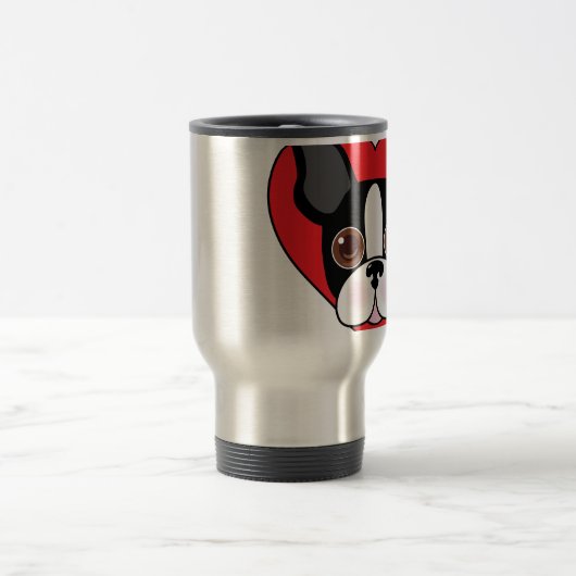 Boston Terrier stellen gegenüber Reisebecher (Mittel)