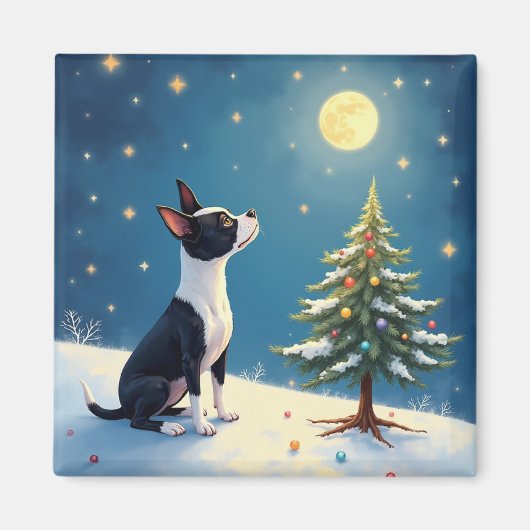 Boston Terrier Sternengucker-Weihnachten Magnet (Vorne)