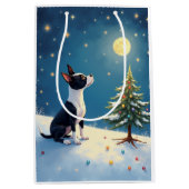 Boston Terrier Sternengucker-Weihnachten Mittlere Geschenktüte (Vorderseite)