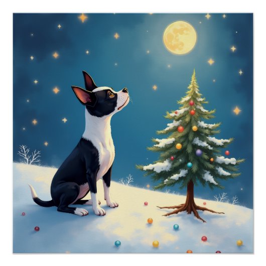 Boston Terrier Sternengucker-Weihnachten Poster (Vorderseite)