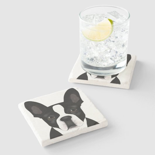 Boston Terrier Stone Untersetzer (Seitenansicht)