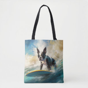 Boston Terrier Strand Surfen Malerei Tasche