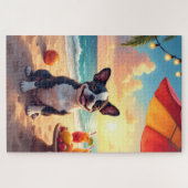 Boston Terrier Strandparty-Szene Puzzle (Horizontal)