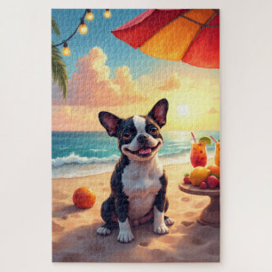 Boston Terrier Strandparty-Szene Puzzle