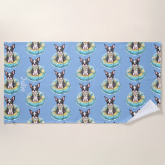 Boston Terrier Strandtuch Personalisieren