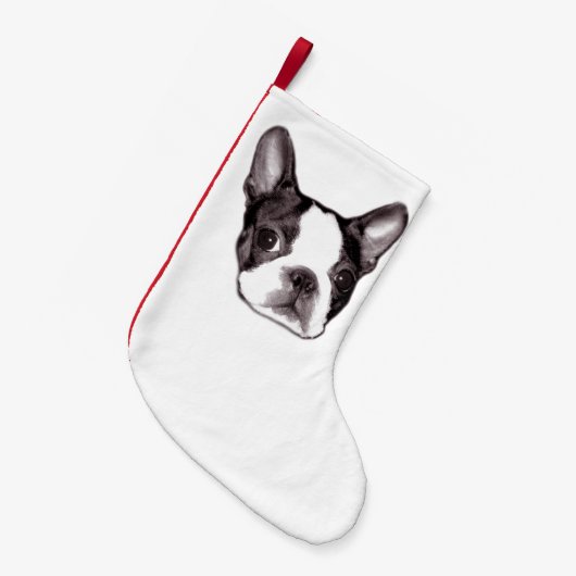 Boston-Terrier-Strumpf Kleiner Weihnachtsstrumpf (Vorderansicht (hängend))