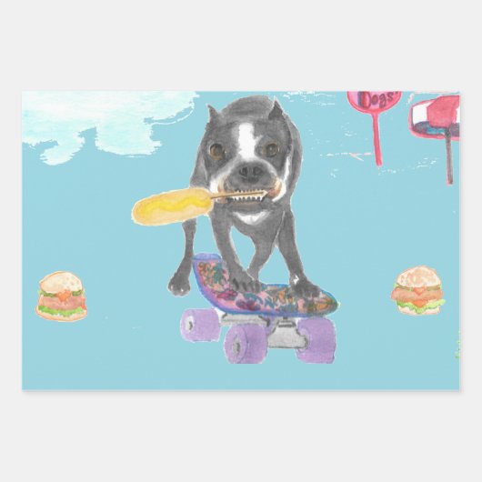 Boston Terrier Sweet Dream Wrapping Paper Sheets Geschenkpapier Set (Vorderseite 2)