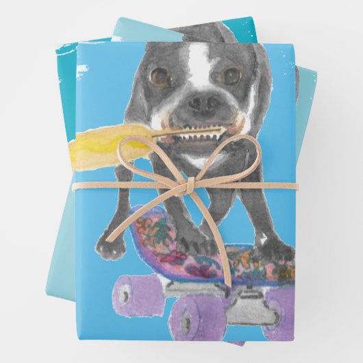 Boston Terrier Sweet Dream Wrapping Paper Sheets Geschenkpapier Set (Beispiel)