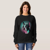 Boston Terrier Synthwave 80s Retrowave Aesthetic Sweatshirt (Vorne ganz)