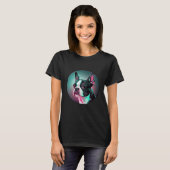 Boston Terrier Synthwave 80s Retrowave Aesthetic T-Shirt (Vorne ganz)