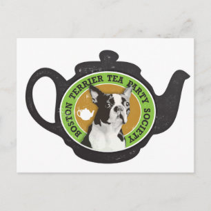 Boston Terrier Tea Party Society Postkarte