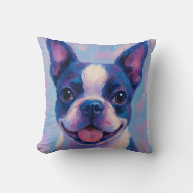 Boston Terrier Throw Pillow Kissen (Vorderseite)
