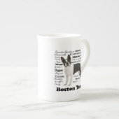Boston Terrier Tracks Knochen China Tasse (Vorderseite Rechts)