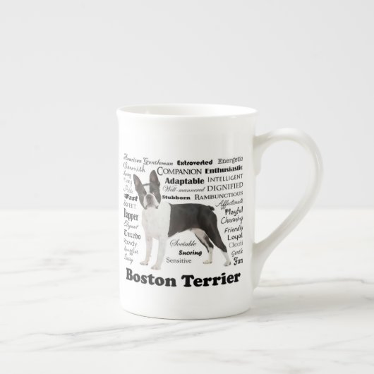 Boston Terrier Tracks Knochen China Tasse (Rechts)