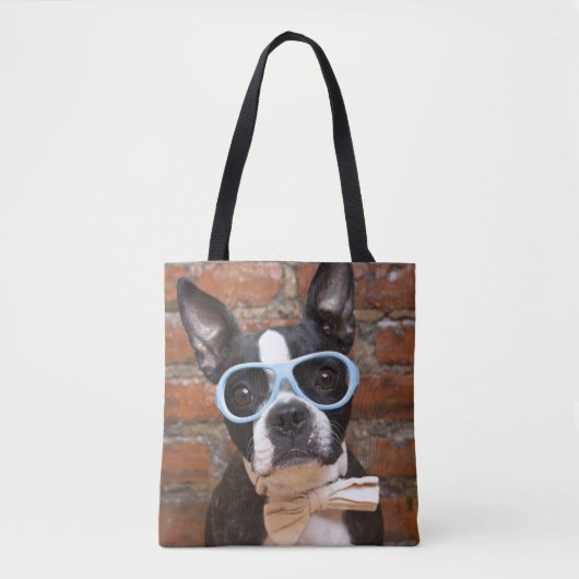 Boston-Terrier-tragende Sonnenbrillen und eine Tasche (Vorderseite)