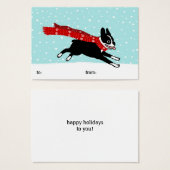 Boston Terrier trägt Red Scarf Holiday Geschenketi (Vorne & Hinten)