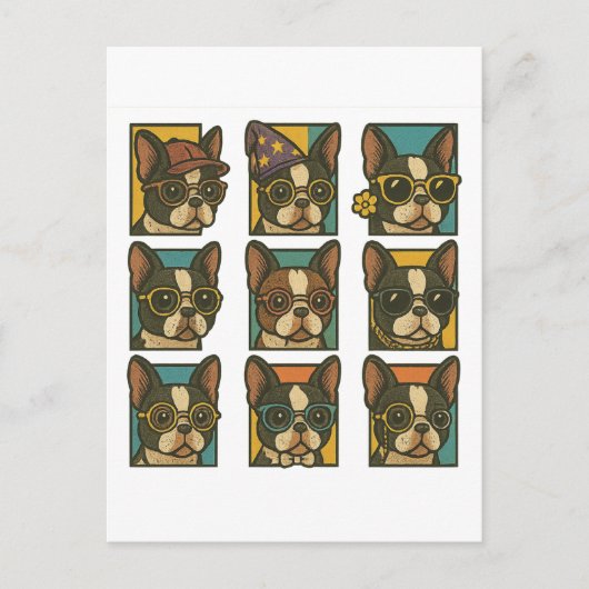 Boston Terrier Trendsetter Postkarte (Vorderseite)