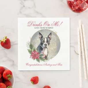 Boston Terrier trinkt auf mir Hund Foto Serviette