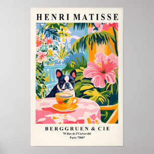 Boston Terrier trinkt Kaffee, Lustige Hunde-Wandku Poster