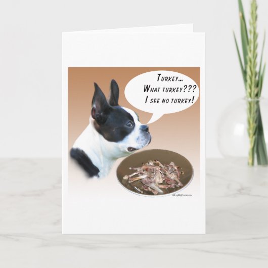 Boston Terrier Türkei Feiertagskarte (Vorderseite)