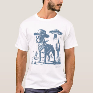 Boston Terrier Ufo Cowboy Dog Mama Dog Vater Alie T-Shirt