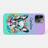 Boston Terrier umgeben von Personalisierten Blume Case-Mate iPhone Hülle (Rückseite (Horizontal))