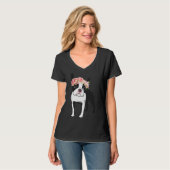 Boston Terrier und Blume Angepasst T-Shirt (Vorderseite Vollansicht)
