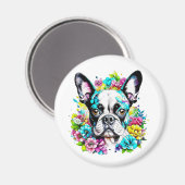 Boston Terrier und Blume Magnet (Vorderseite/Rückseite)