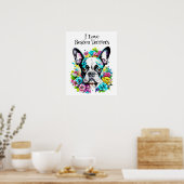 Boston Terrier und Blumen Poster (Küche)