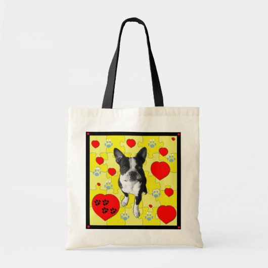 Boston-Terrier und Herz-Tasche Tragetasche (Vorne)