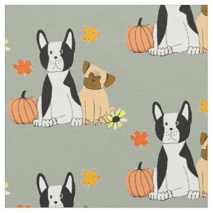 Boston-Terrier und Mopsfallmuster Gewebe Stoff