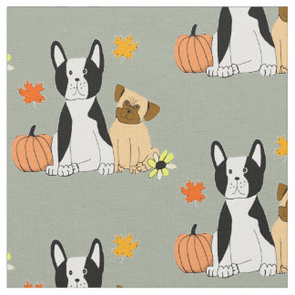 Boston-Terrier und Mopsfallmuster Gewebe Stoff