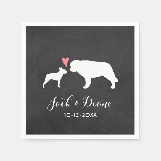 Boston Terrier und Saint Bernard Wedding Serviette (Vorderseite)