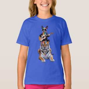 Boston Terrier und Tiger Kinder T-Shirt