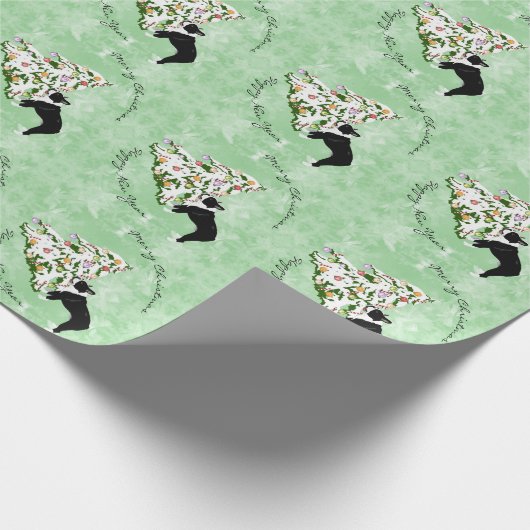 Boston Terrier und Weihnachtsbaum Geschenkpapier (Ecke)