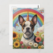 Boston Terrier Unicorn Postkarte (Vorne/Hinten)