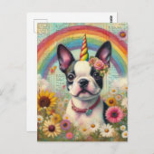Boston Terrier Unicorn Postkarte (Vorne/Hinten)