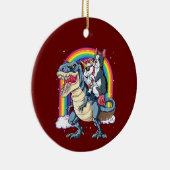 Boston Terrier Unicorn Riding Dinosaur Keramik Ornament (Rechts)