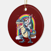 Boston Terrier Unicorn Riding Dinosaur Keramik Ornament (Links)