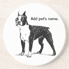 Boston Terrier Untersetzer mit Haustiername