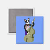 Boston Terrier Upright Bass Player Magnet (Vorderseite/Rückseite)