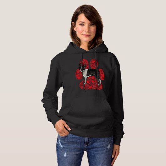 Boston Terrier Valentines Day Dog Love Paw Hoodie (Vorne ganz)