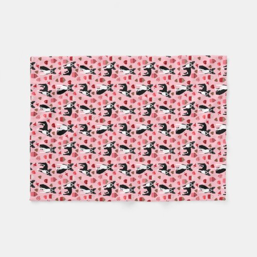 Boston Terrier Valentines Liebe Fabric Fleecedecke (Vorderseite (Horizontal))