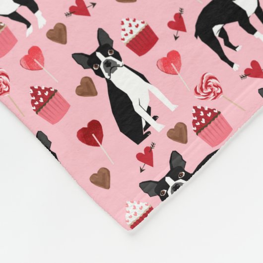 Boston Terrier Valentines Liebe Fabric Fleecedecke (Ecke)