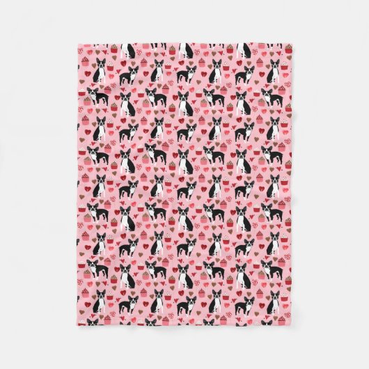 Boston Terrier Valentines Liebe Fabric Fleecedecke (Vorderseite)