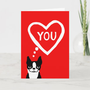 Boston Terrier Valentinstag Feiertagskarte