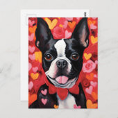 Boston Terrier Valentinstag Postkarte (Vorne/Hinten)