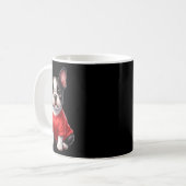 Boston Terrier Valentinstag Rotes Herz Liebe Welpe Kaffeetasse (Vorderseite Links)