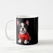 Boston Terrier Valentinstag Rotes Herz Liebe Welpe Kaffeetasse (Links)
